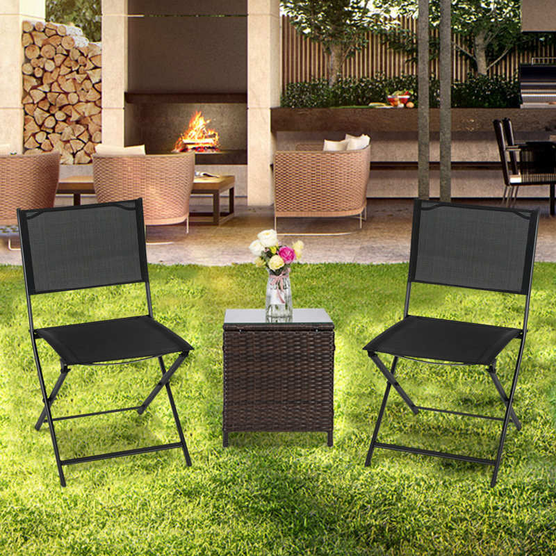 ANGELES HOME Set Of 4 Outdoor Patio Folding Sling Chairs Wayfair
